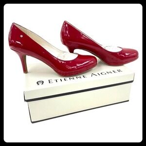 Etienne Aigner Drew Red Patent Leather Pumps Heels Women Size 8M